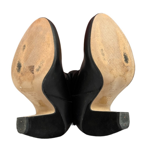 Topshop Black Leather and Suede Ballure Knee High Heeled Boots - Picture 4 of 8